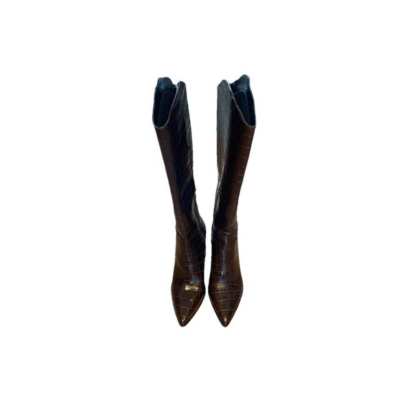 FRANCO SARTO Brown A-TICADA KNEE HIGH POINTED TOE HEELED BOOT, SIZE 9.5 - Picture 6 of 14